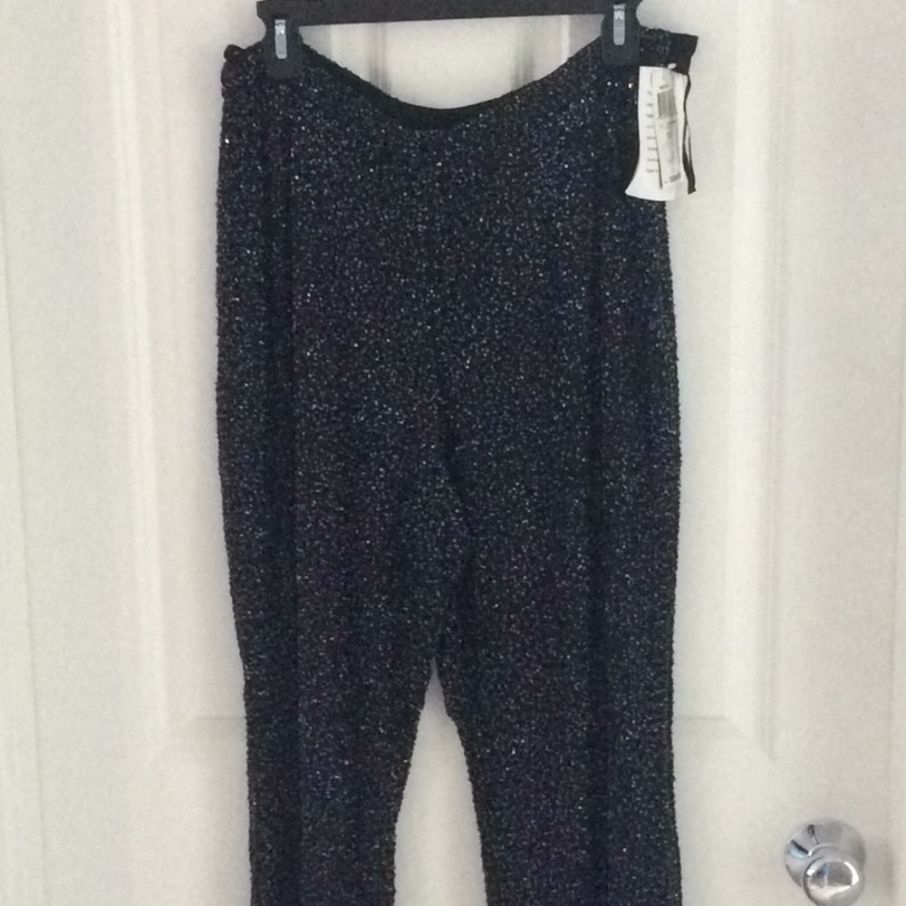 NWT INC Black Beaded pants size 12